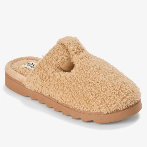 Tan faux shearling slippers - tan,